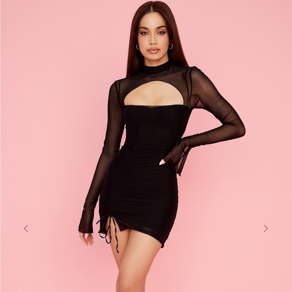 House of CB CECILIA Black Mesh Cutout Mini Dress​